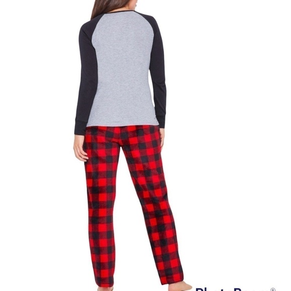 HOLIDAY FAMJAMS Women's Family Pajama 2-Piece Set In Grey and Red size XL - Picture 6 of 7